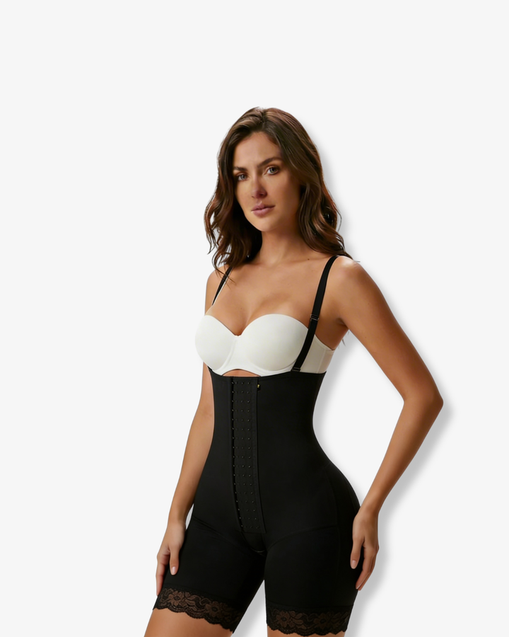 High-Waist Bermuda Shaper Shorts with Front Hook Closure